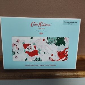 NWT! Cath Kidston London 2 Christmas Pillowcases Ditsy Deer Pink - 100% Cotton